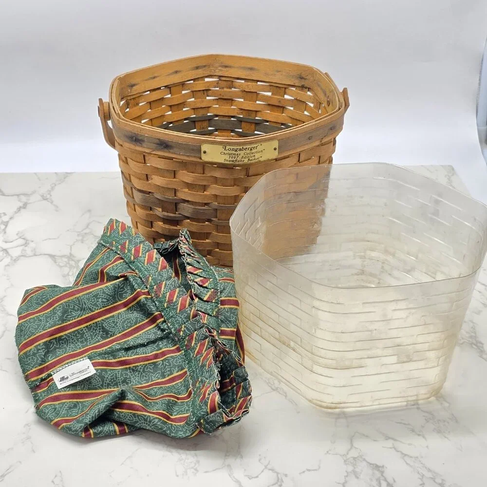 Vintage Longaberger 1997 Christmas Snowflake Basket Liner Protector USA Holiday